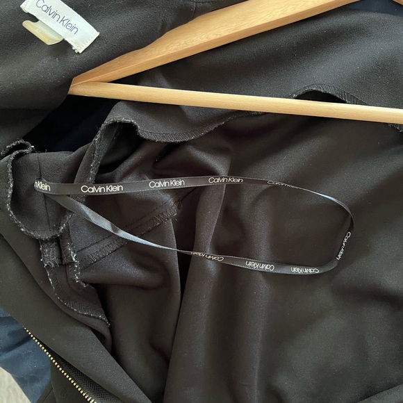 Calvin Klein Ruffle Shoulder Black Sheath Dress | Size 10 - Picture 12 of 12